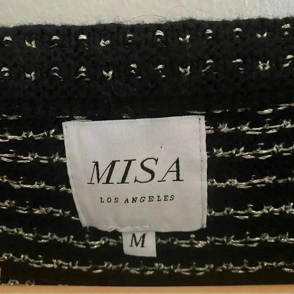 MISA Los Angeles Cardigan Knit Black Gold Sz M - Picture 3 of 7